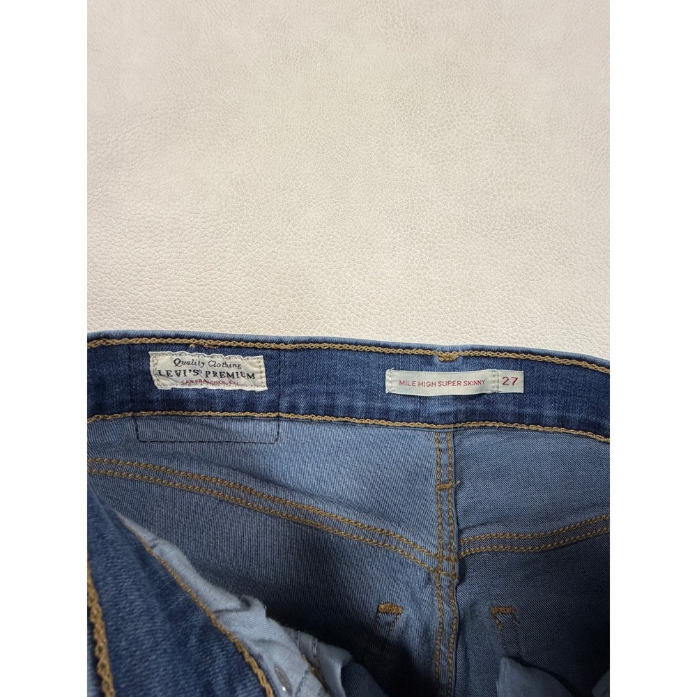 Levis Premium Mile High Super Skinny Jeans Womens 27 Medium Wash Blue Denim 4309 - Picture 6 of 12